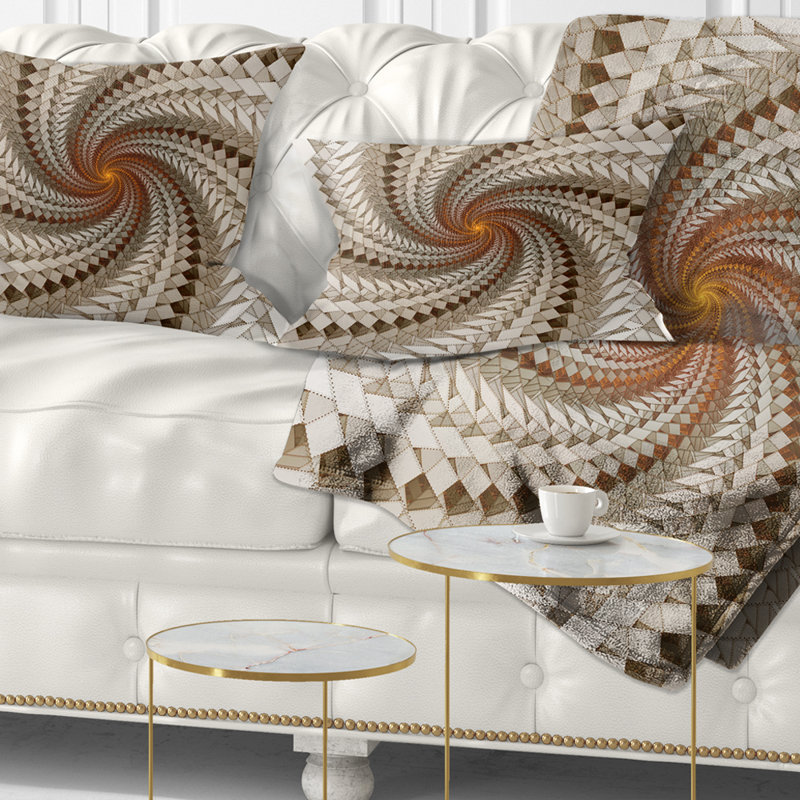 Motif de spirale blanche à motif fractal - Coussin décoratif imprimé abstrait