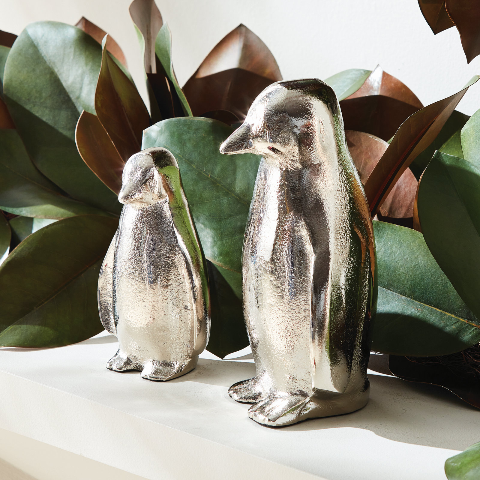 2-Piece Penguin Sculpture, Silver