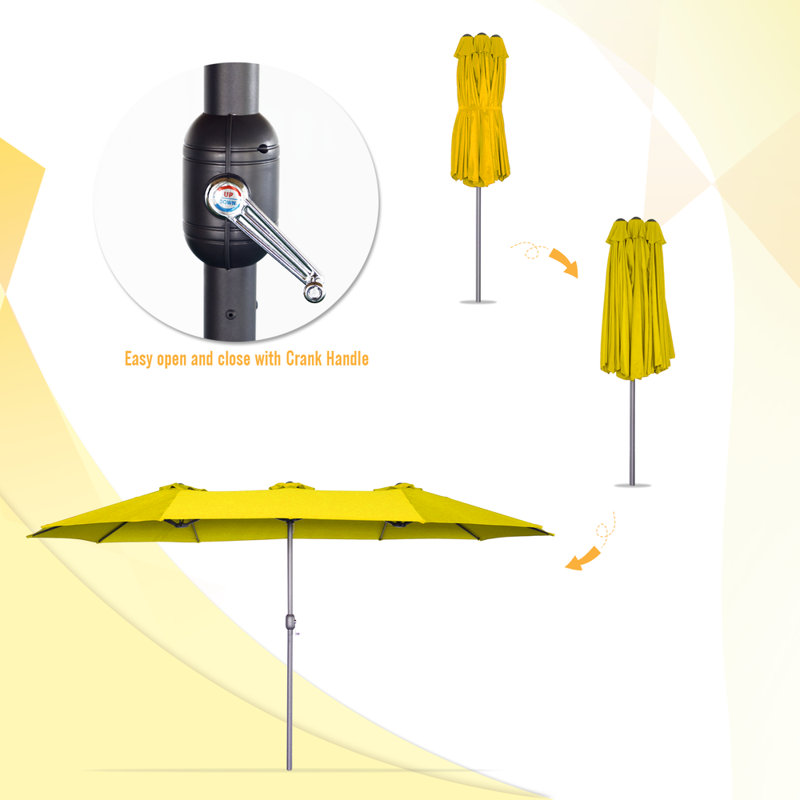 Parasol de marché rectangulaire Crosspointe 180', Jaune