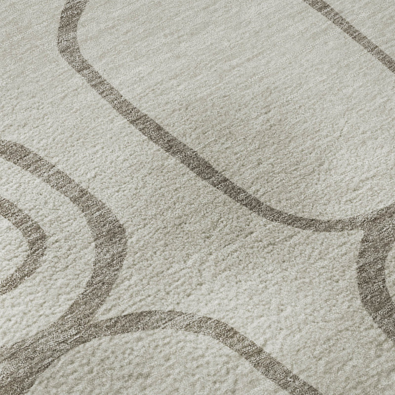 Tapis géométrique lavable à la machine de qualité supérieure Mayfield AMF2344, Taupe, 8' x 10'
