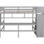 Lit mezzanine double gris avec bureau et escalier