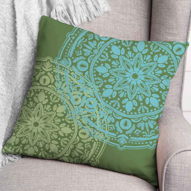 Housse et insert de coussin extérieur d'extérieur, Vert, Floral 2