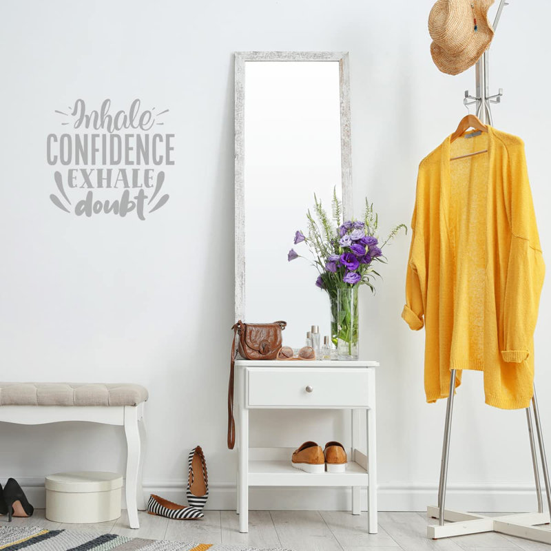 Adhésif décoratif «Inhale Confidence Exhale Doubit», Argent, H 18 po x l 18,5 po