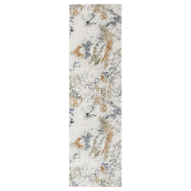 Paris Collection Abstract Cream/Light Grey Rug, Runner 2'1" x 7'4"