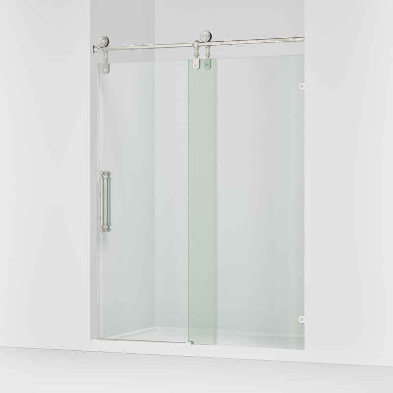 Artifacts 80-7/8 In. H Sliding Shower Door With 3/8 In.-Thick Glass, Polished Nickel