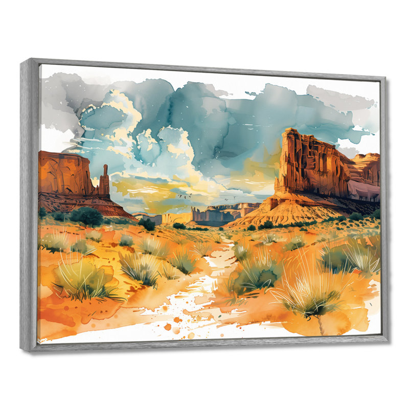 Marthella - Canyon Canvas Wall Art, Silver Floater Framed Canvas, 34" H x 44" W x 1.5" D