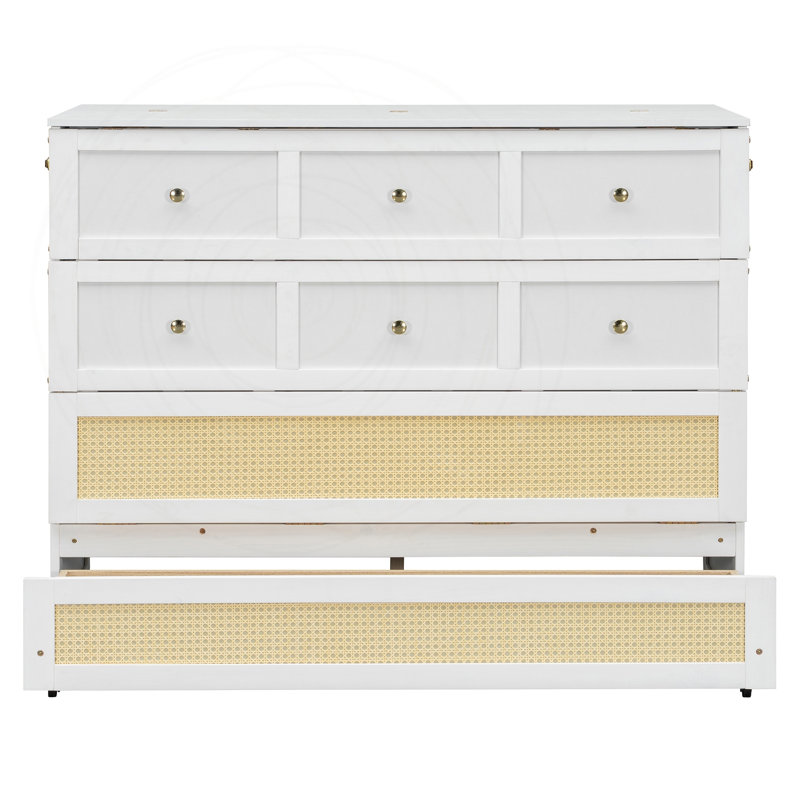 Lit escamotable double avec grands tiroirs de rangement, White