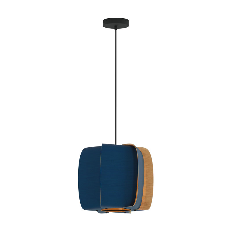 Luminaire suspendu 15,75 po Alba, Bleu / frêne
