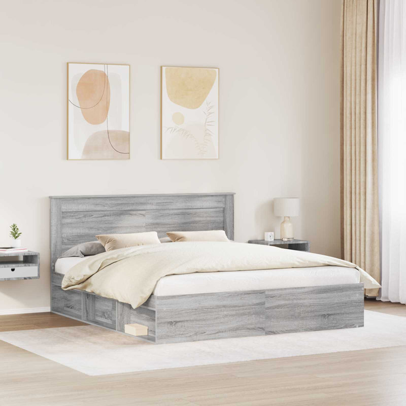 Solid Wood Bed, Grey Sonoma, Super King (6')