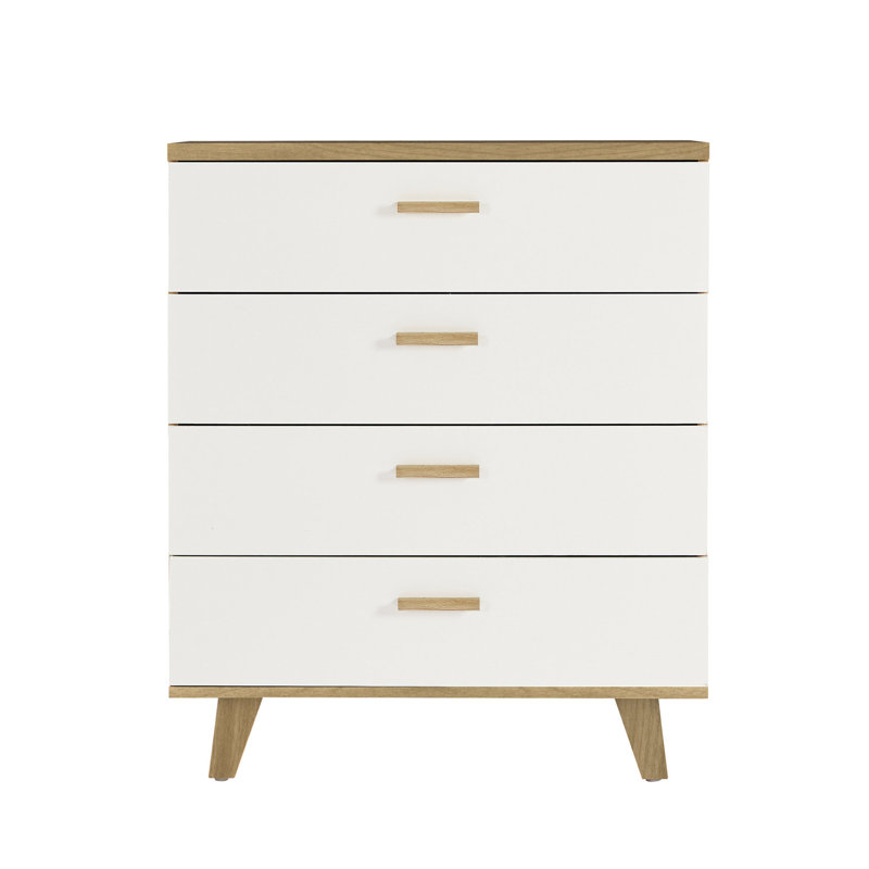 Console à 3 buffets pour le salon, structure en bois massif à finition chêne blanc, capacité de charge de 110 lb, couleur