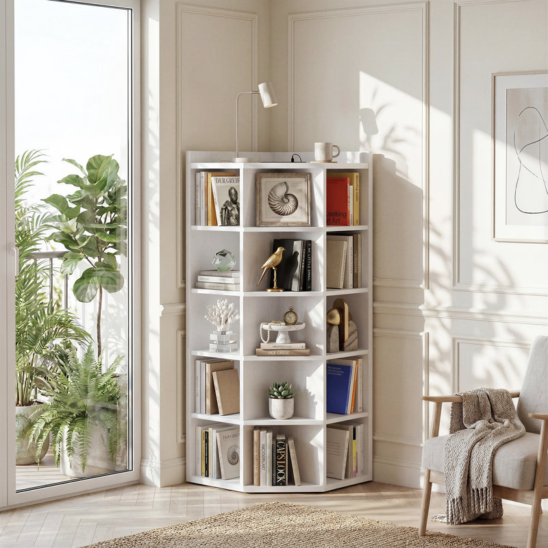 Bibliothèque moderne, bibliothèque de rangement, Blanc, H 55 po