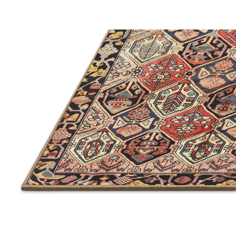 Tapis traditionnel rouge / beige, Rectangle 5 pi x 7 pi