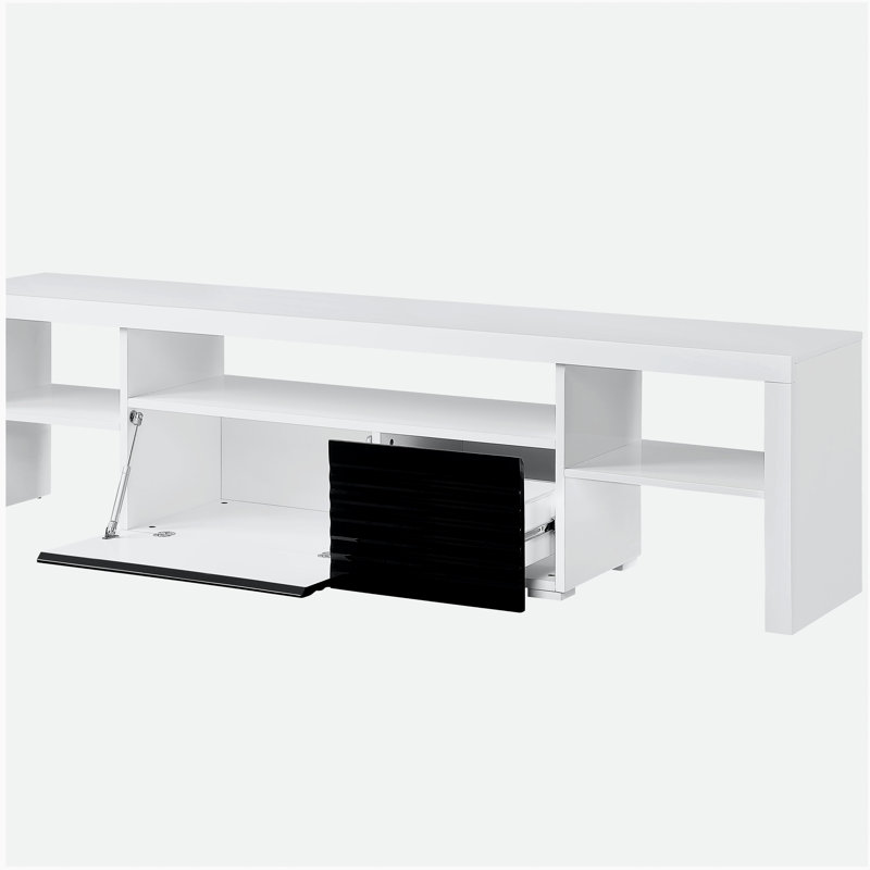 Meuble télé Buck II blanc et noir ultrabrillant