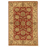 Hand Knotted Wool Oriental Area Rug in Red And Gold