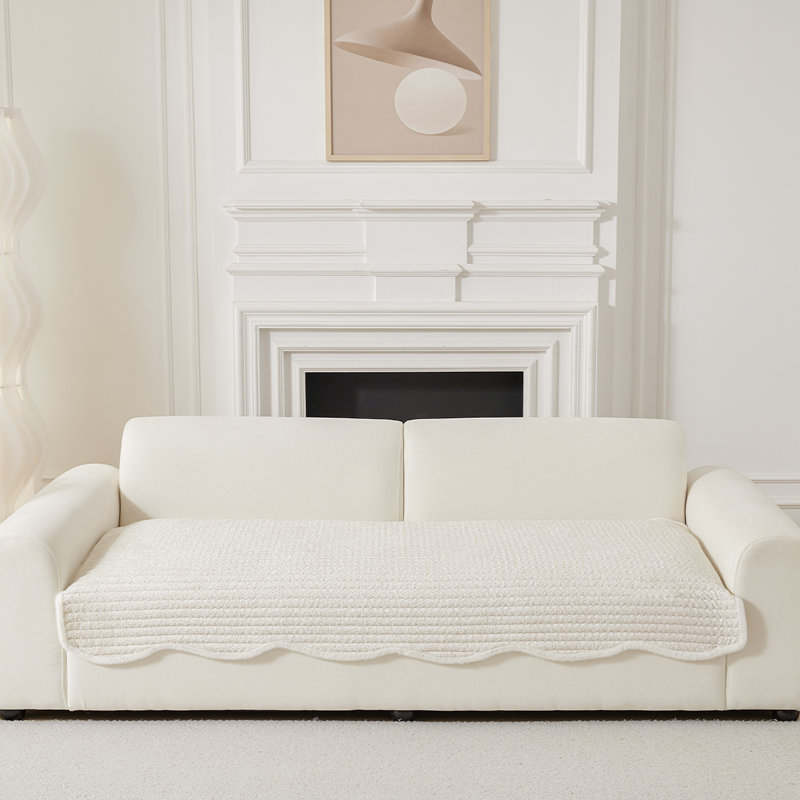 Special-Shaped Slipcover With Elegant Faux Fur Edging – Washable, Non-Slip Sofa And Furniture Cover For Pets