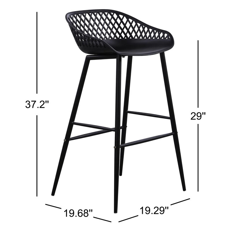 Newark Patio Bar Stool, Black, 29"