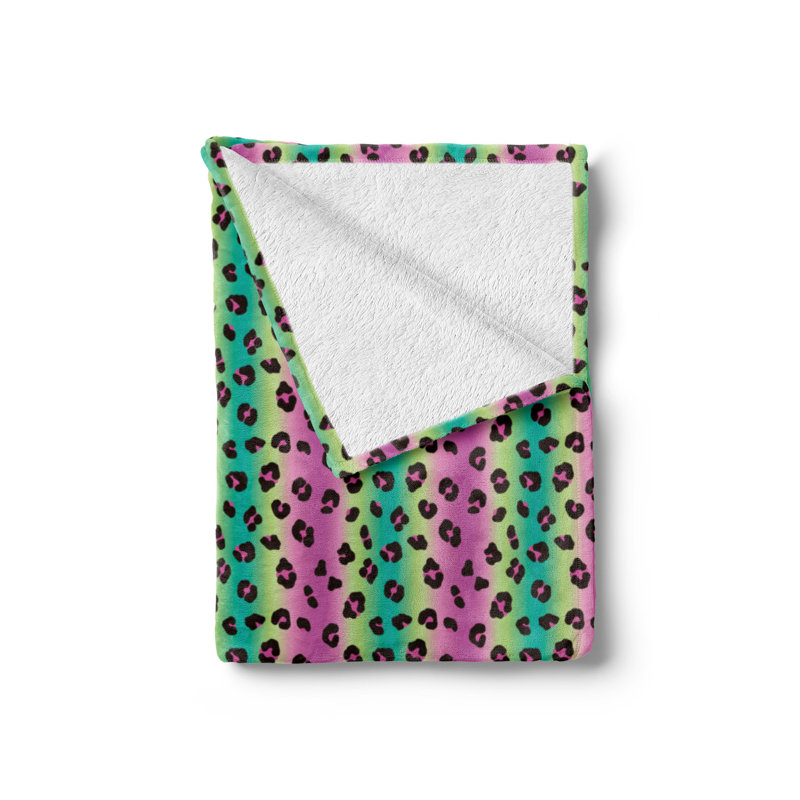 Hand Woven Throw Blanket, 60" W x 80" L, Purple/Green/Black Animal Print