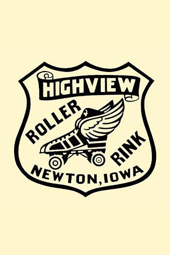 « highview roller patinoire », affiche rétro, H 66 po x l 44 po
