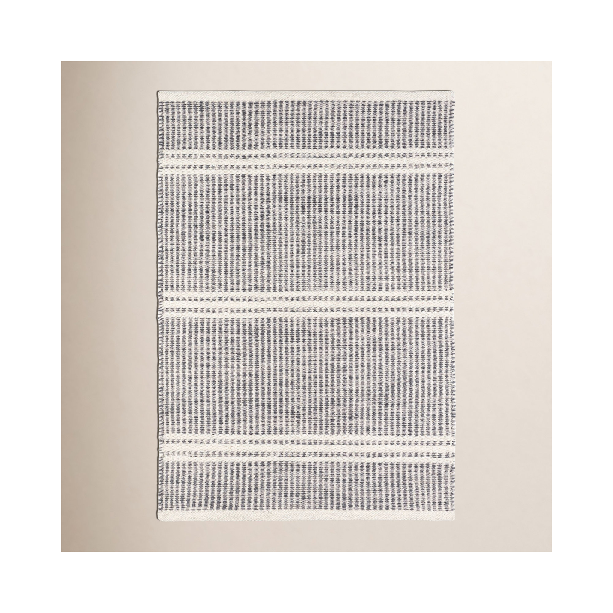 Malta Grey Handwoven Wool Rug, Rectangle 9'6" x 13'6", Grey