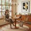 19.3" H Mid-century Modern Cantilever Dining Chair With Cane Back And Seat, Metal Frame (set Of 6)