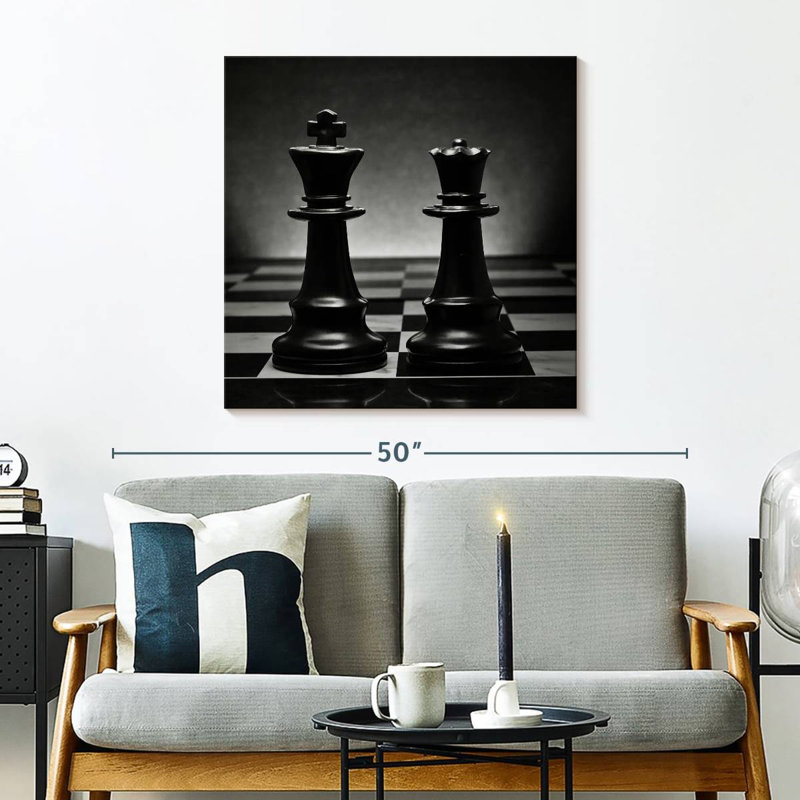 Paire d'échecs noire Senne, H 30 po x l 30 po