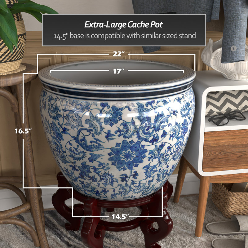 Morawa Handmade Ceramic Cachepot, 16.5" H x 22" W x 22" D