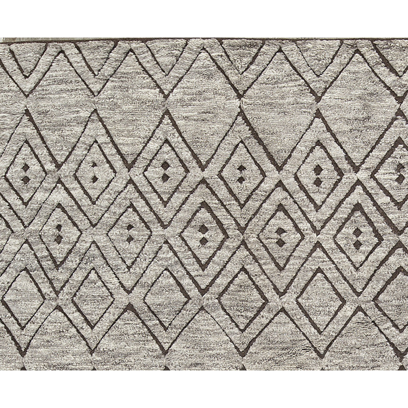 Wool Geometric Area Rug in Brown, Rectangle 9' x 12'