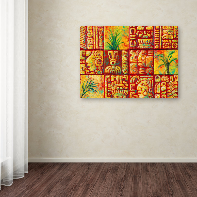 Carreaux mayas - reproduction sur toile, H 14 po x l 19 po x P 2 po