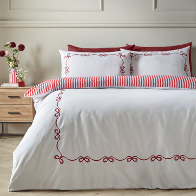 Bow Embroidery Duvet Cover Set