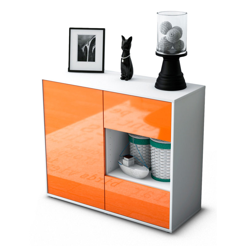 Quebec 92cm Sideboard, White/High-gloss orange