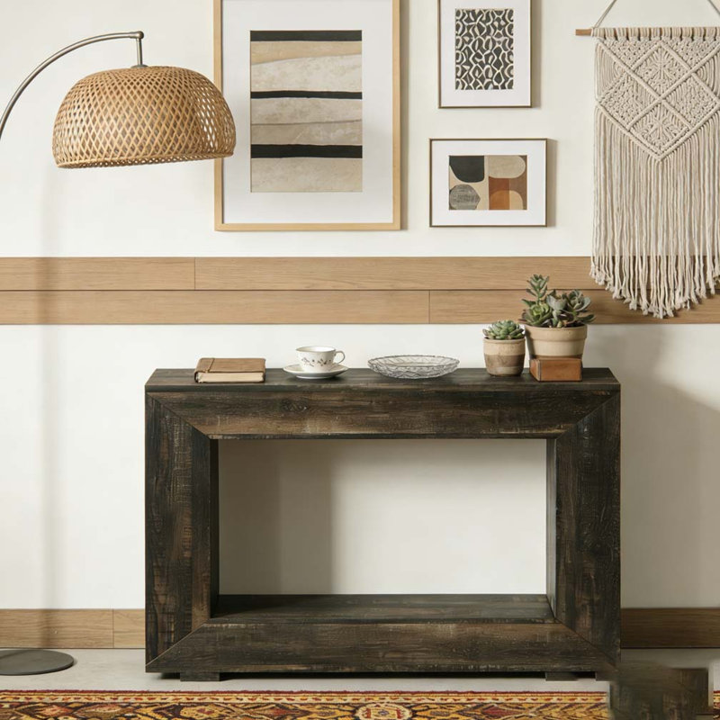 Table de canapé d'entrée en bois rustique avec rangement Farmhouse, Brun rustique