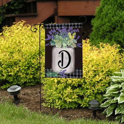 Farmhouse Monogram Letter D Garden Flag