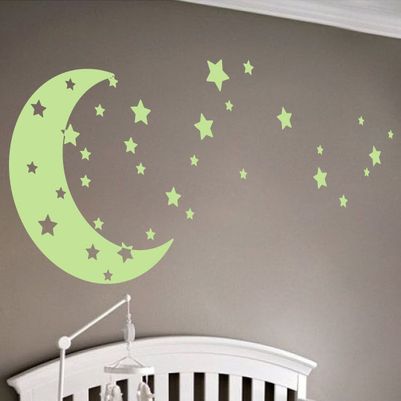 Adhésif décoratif lune et étoiles, H 22 po x l 49 po x P 0,01 po, Tarte à la lime