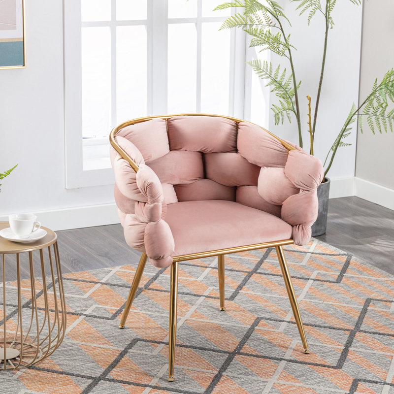 Chaises de salle à manger en velours, Rose