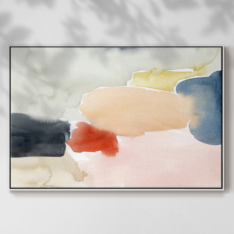 Aquarelle, aire de jeu I - reproduction sur toile avec cadre flottant, Blanc, H 25 po x l 37 po x P 2 po