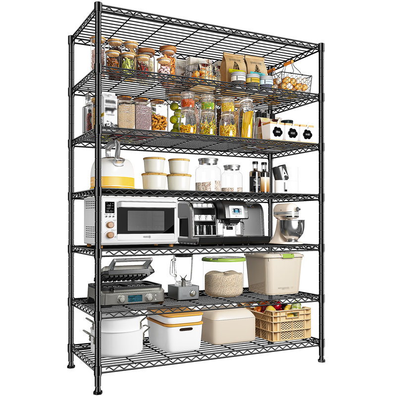 Étagère en fil métallique de 45 po, support de rangement réglable en acier pour le garage, la cuisine et le garde-manger