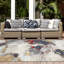 Tapis beige / bleu / gris intérieur / extérieur-57385714