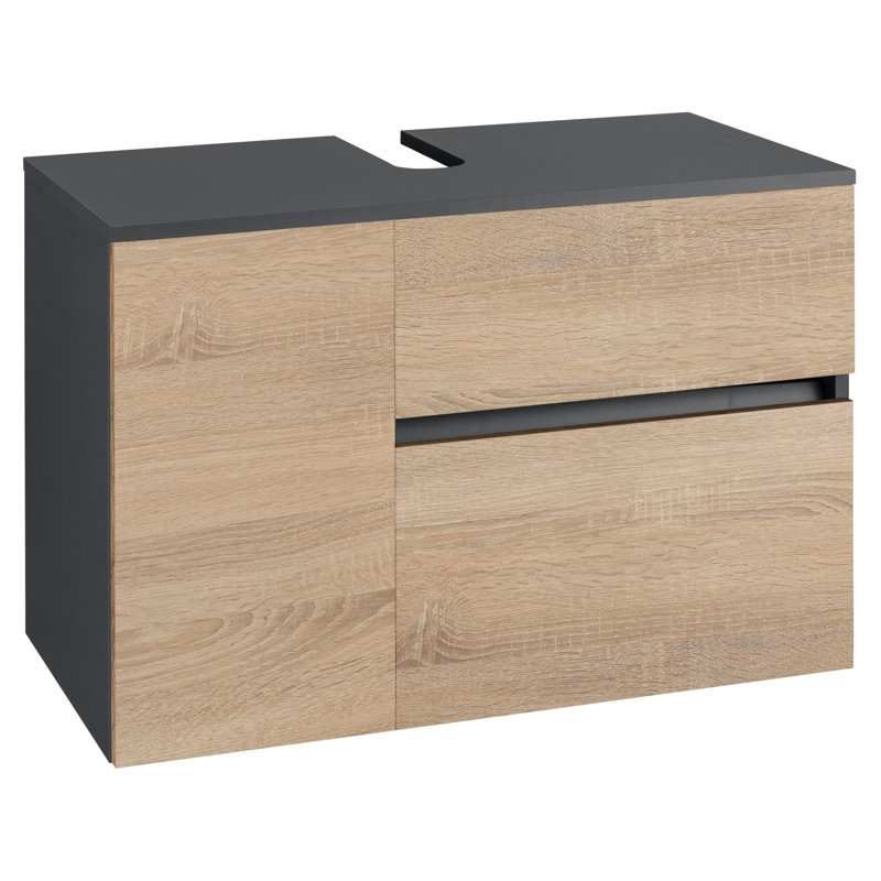 Brylynn Back To Wall Toilet Unit, Anthracite/Oak