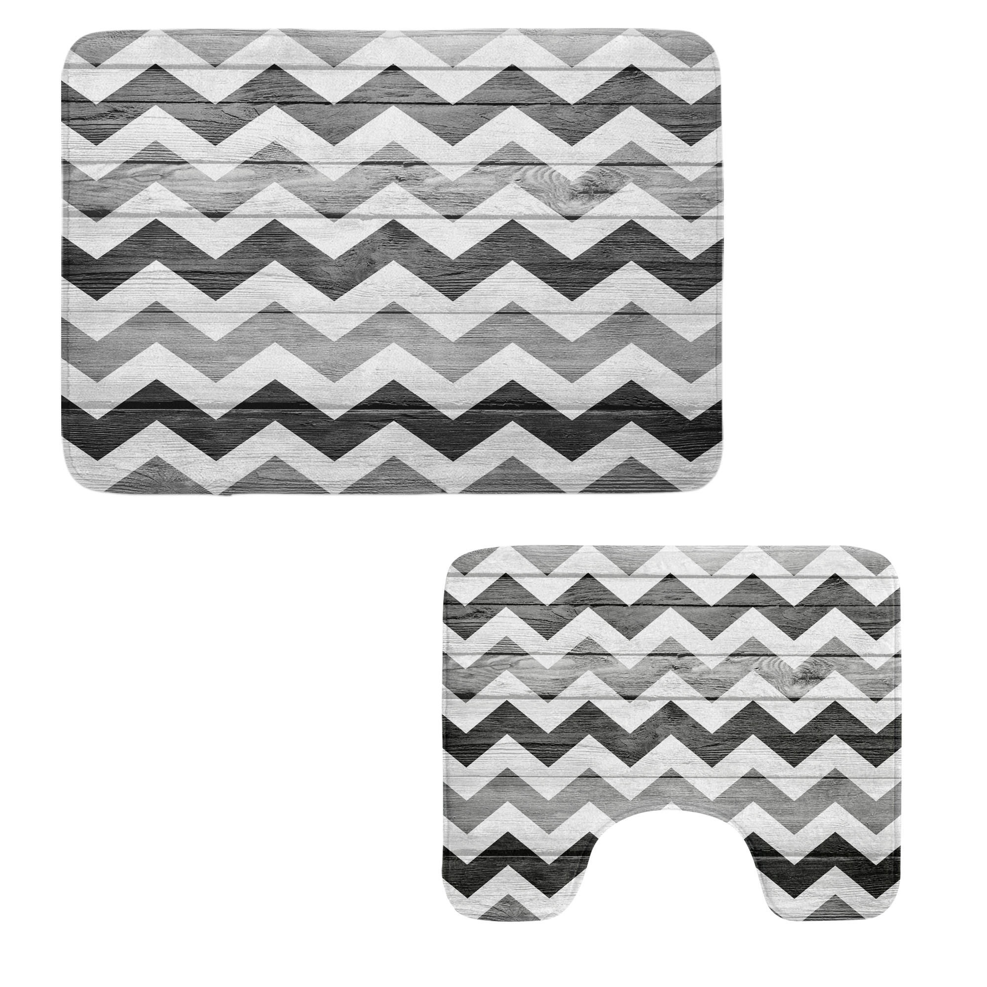 East Urban Home Chevron Bathroom Rug Set 2 Pieces Rectangle & Contour ...