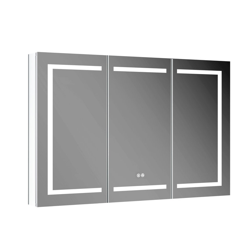 Recessed or Surface Mount Frameless LED Medicine Cabinet with 3 Adjustable Shelves and LED Lighting, Dual