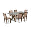 L'ensemble de table de salle à manger 6 pièces contient une table de cuisine rectangulaire avec pieds en X et 4 chaises Parson en tissu de lin kaki foncé avec un banc, Jacobean patiné-139488032-139488038