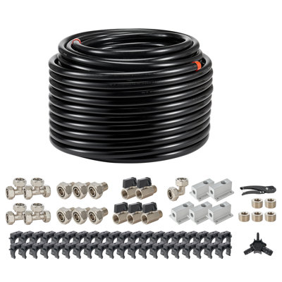 Ensemble de ligne de compresseur d'air 3/4 po x 200 pi PEHD / système de tuyauterie d'air en aluminium noir