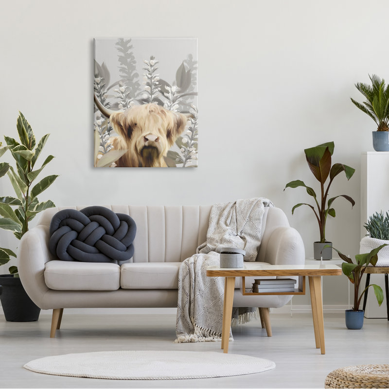«Longhorn Portrait Shaggy Bovins», H 40 po x l 30 po x P 1,5 po, Plaque de bois