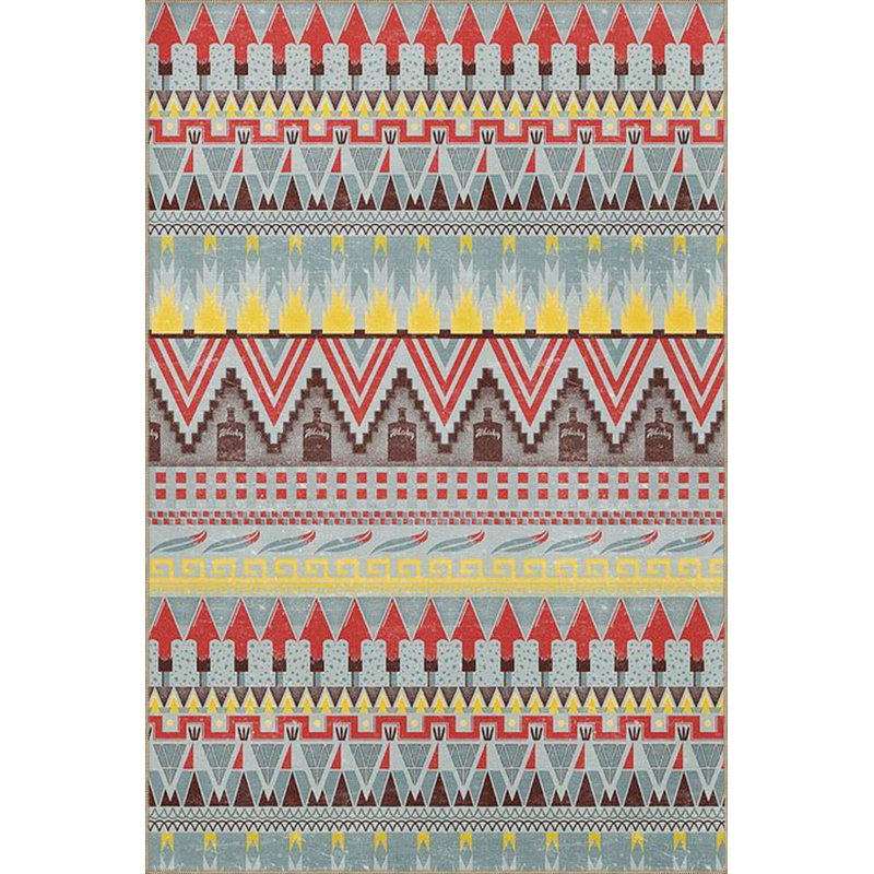 Tapis tissé multicolore à rayures multicolores et à motif géométrique lavable à la machine, Carré 3 pi 3 po
