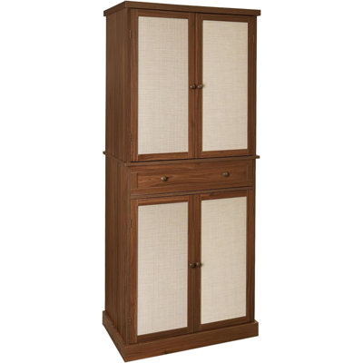 Tall Kitchen, Freestanding Pantry Cabinet With Large Drawer, Rattan Doors, Adjustable Shelves, Ideal Wood Storage Solution For Dining, Bathroom, 72"", -  Millwood Pines, 1F1864AFE1184632BC24BDA116A367DF