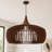 Mid-Century Modern Walnut Pendant Light with Open Slat Shade
