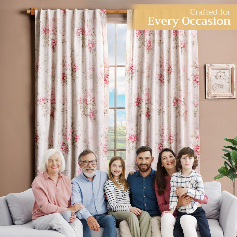 Maison d' Hermine Curtains for Living Room 100% Cotton 84 inch Length One Panel Light Filtering Curtains for Windows with Rod and Loop Pockets Valentines Day Gifts (Newbury - Rosebloom, 50"W x 84"L)