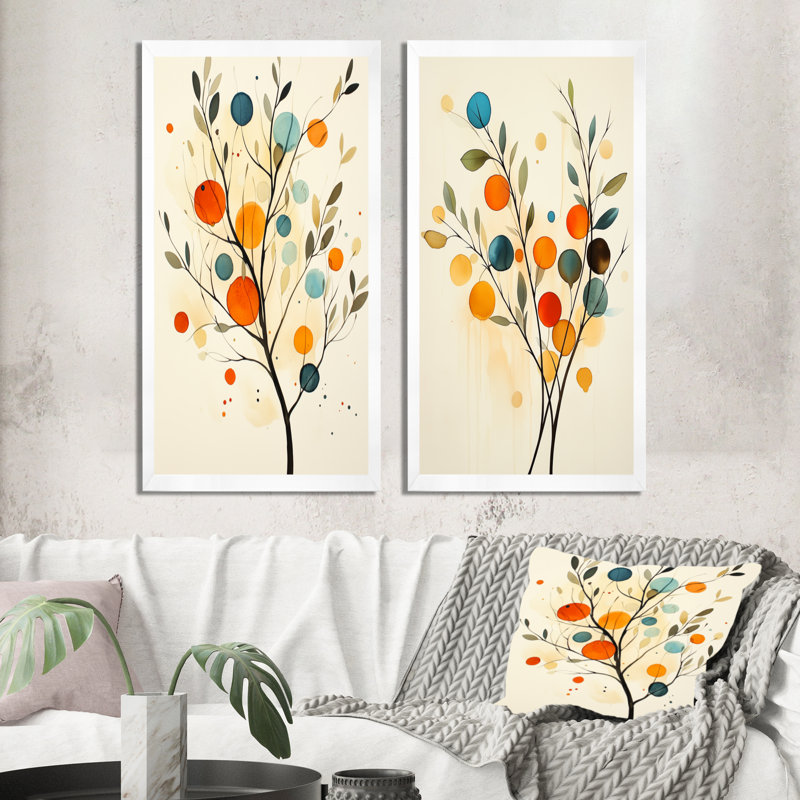 Rameau d'olivier au soleil I - Impression sur toile en 2 parties, 32" H x 32" W, White Picture Framed
