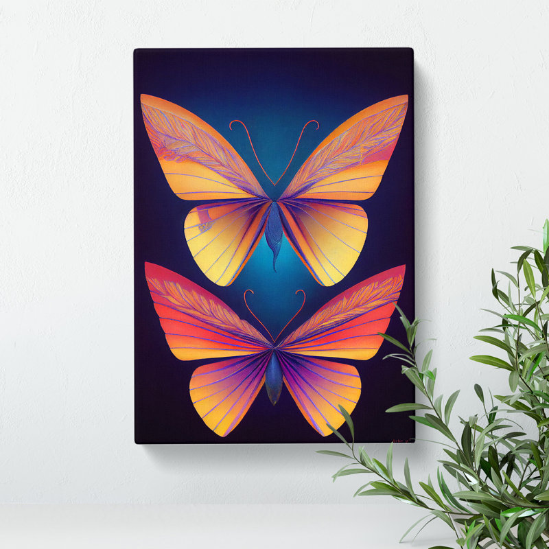 Vivid Butterflies - Wall Art, Wrapped Canvas, 60cm H x 40cm W, No Matte