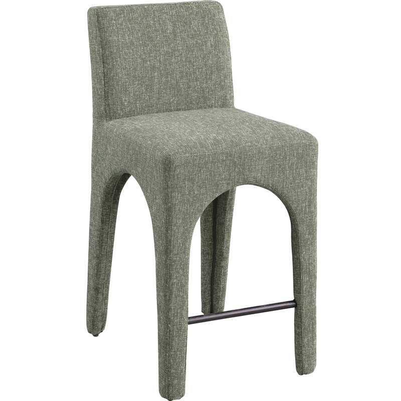 Tabouret Gramercy, Tissu texturé en lin vert